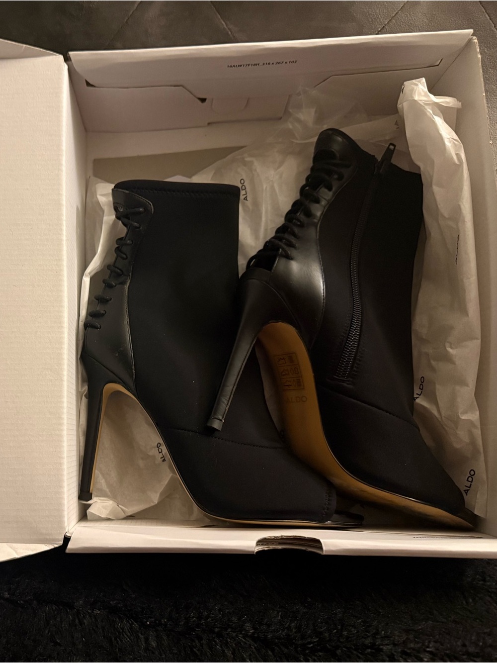 ALDO Black Lace-Up Stiletto Ankle Boots